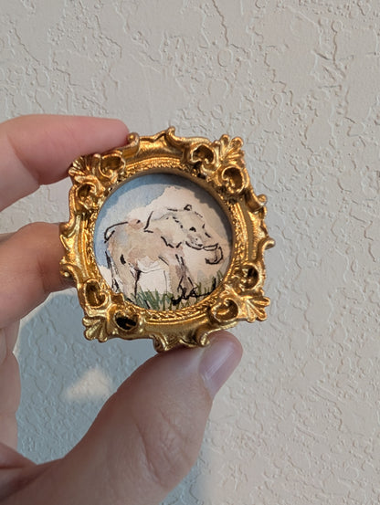 Mini Elephant Painting - Original Watercolor Art by Lora Cavallin