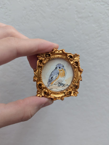 Mini Bluebird Painting - Tiny Original Watercolor Art