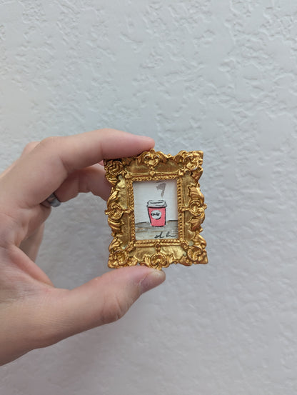 Mini Coffee Painting - Tiny Original Watercolor Art