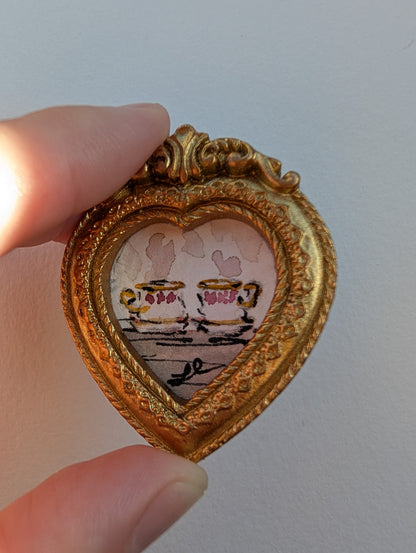 Mini Teacup Painting - Original Watercolor Art by Lora Cavallin