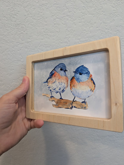 Bluebirds in Love Art Print - Solidframe Art by Lora Cavallin