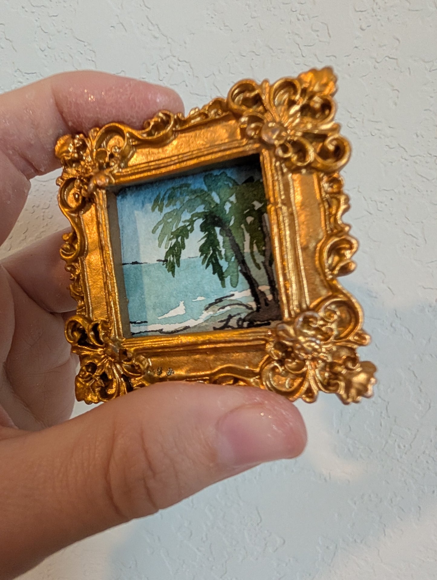 Mini Landscape Painting - Original Watercolor Art by Lora Cavallin