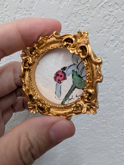 Mini Ladybug Painting - Original Watercolor Art by Lora Cavallin
