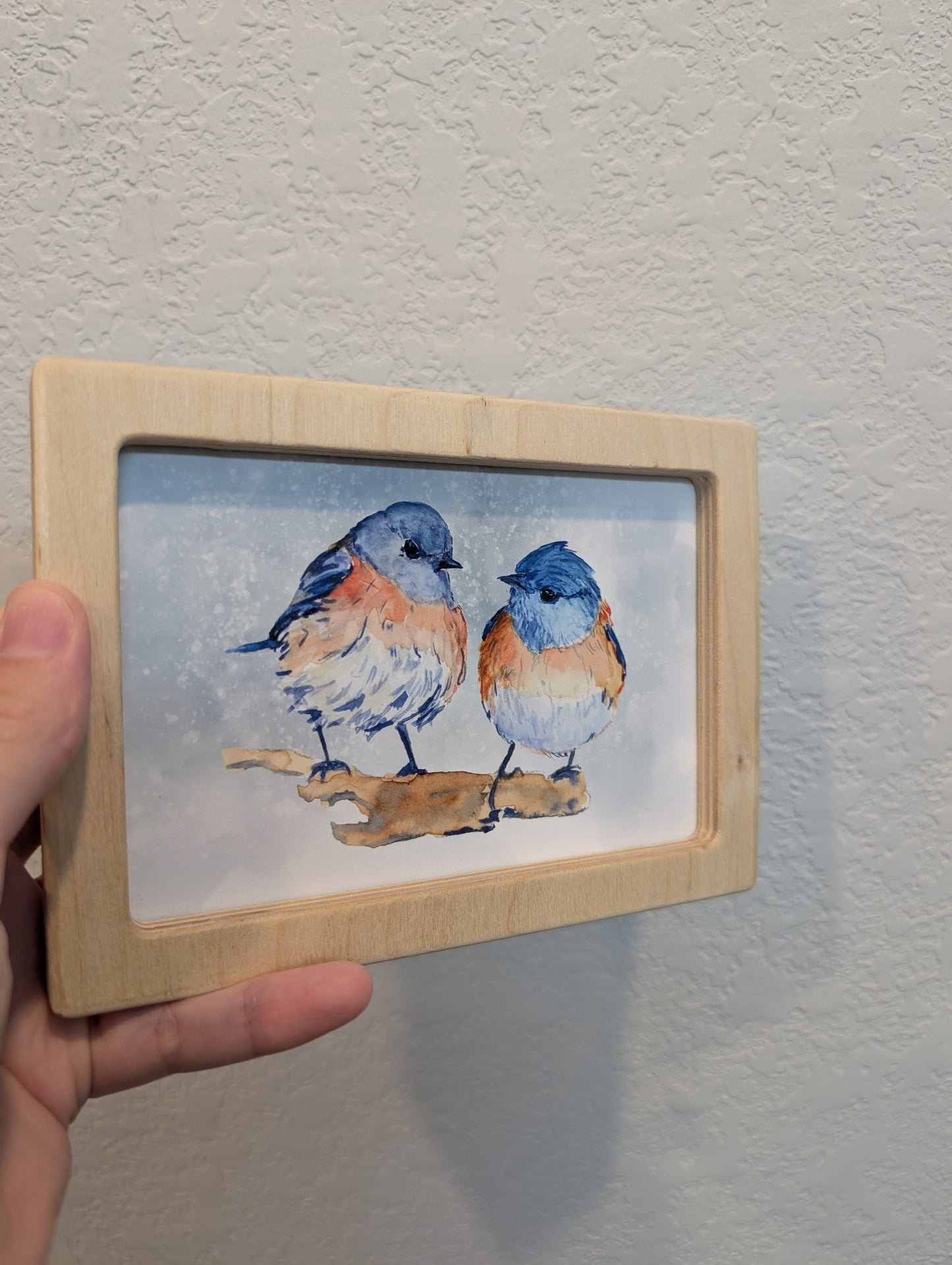 Bluebirds in Love Art Print - Solidframe Art by Lora Cavallin