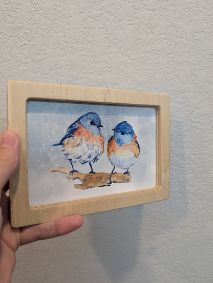 Bluebirds in Love Art Print - Solidframe Art by Lora Cavallin