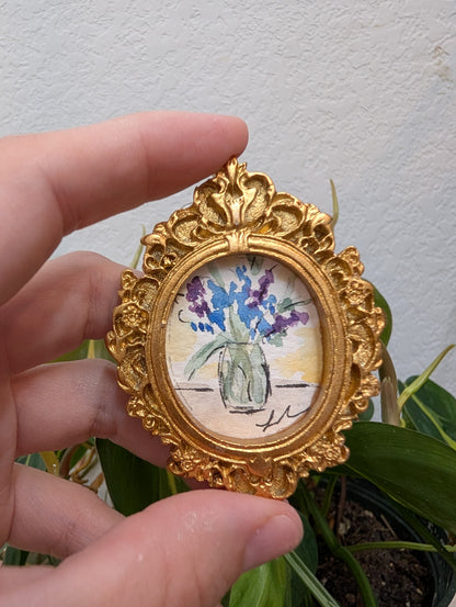 Mini Floral Painting - Original Watercolor Art by Lora Cavallin