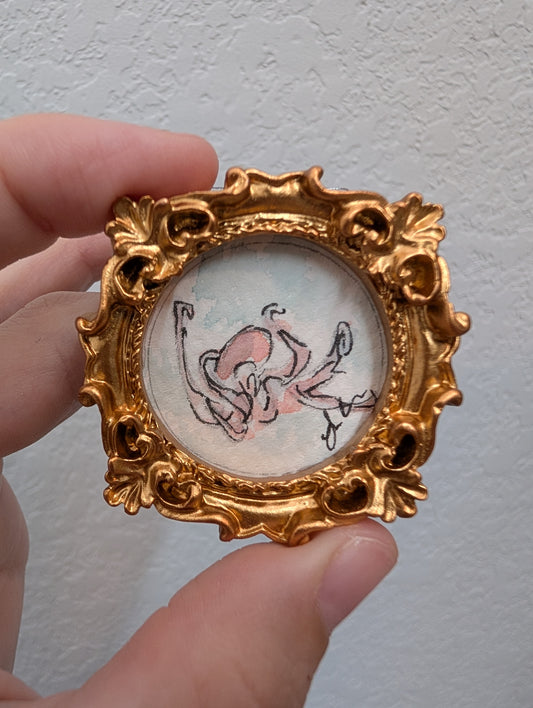 Mini Octopus Painting - Tiny Original Watercolor Art by Lora Cavallin