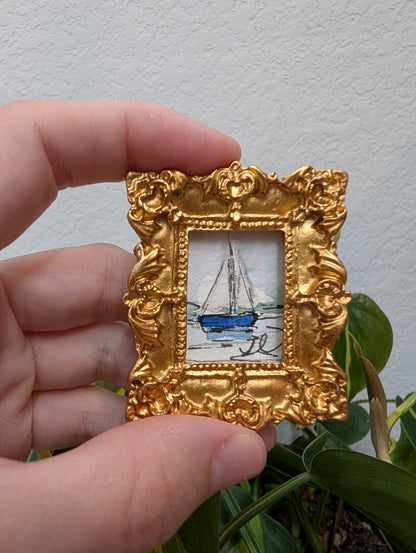 Mini Sailboat Painting - Original Watercolor Art by Lora Cavallin