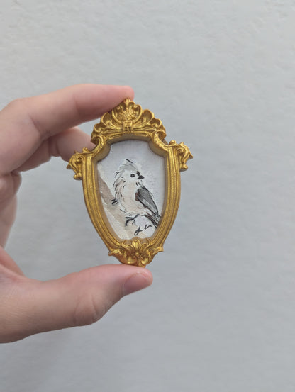 Mini Tufted Titmouse Painting - Tiny Original Watercolor Art