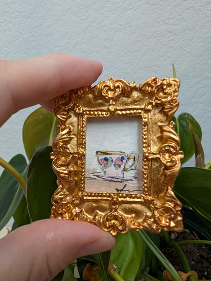 Mini Teacup Painting - Original Watercolor Art by Lora Cavallin