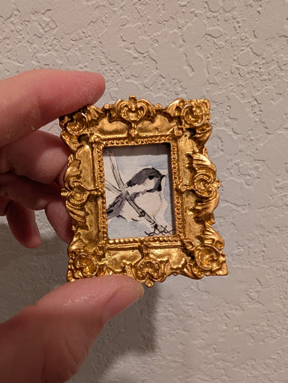 Mini Chickadee Bird Painting - Original Watercolor Art by Lora Cavallin