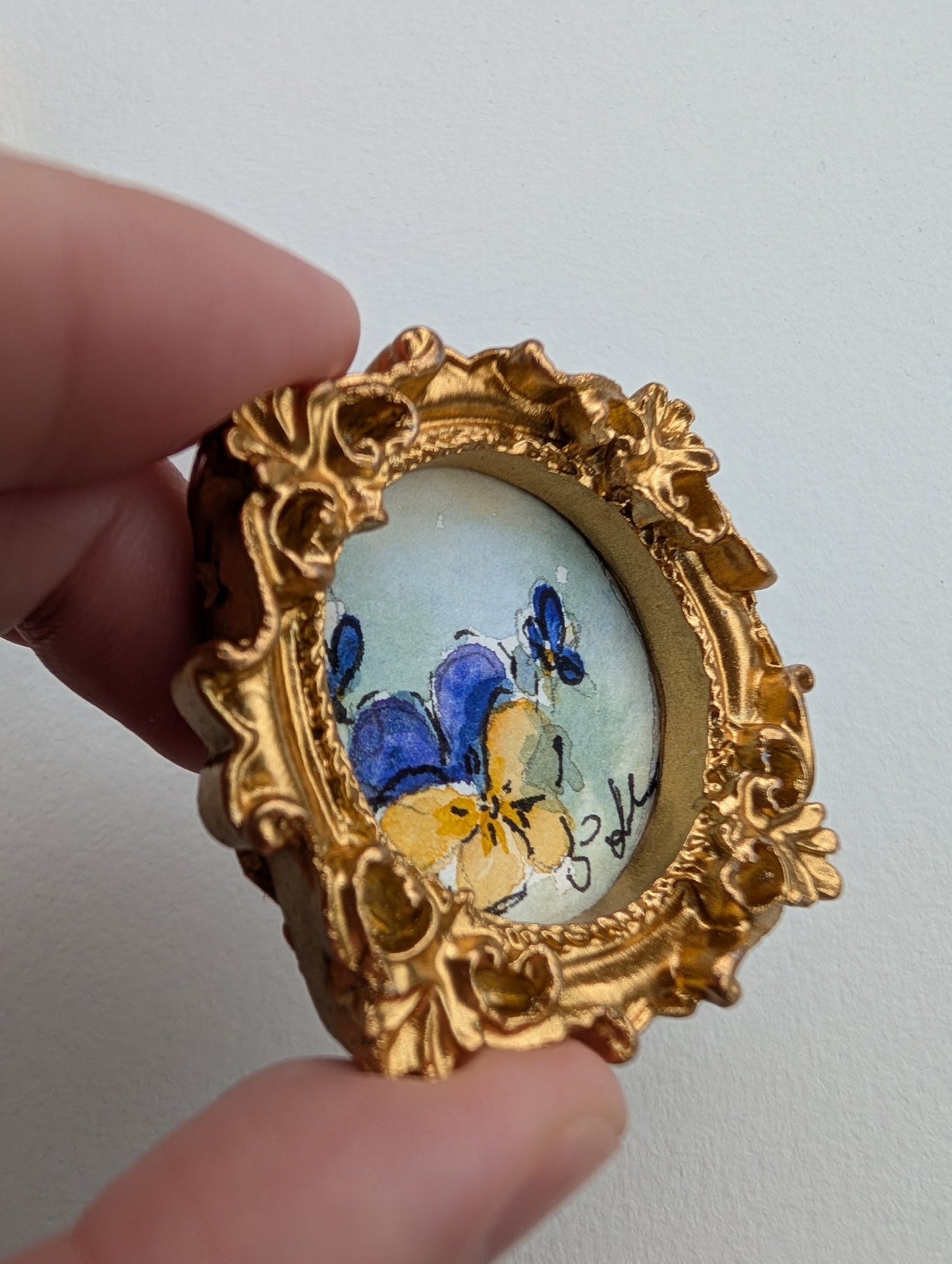 Mini Floral Painting - Original Watercolor Art by Lora Cavallin