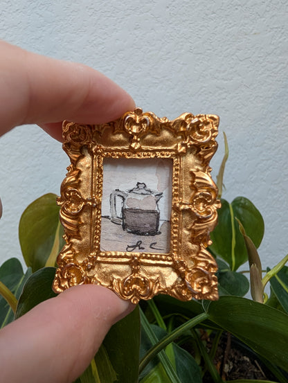 Mini Coffee Carafe Painting - Original Watercolor Art by Lora Cavallin