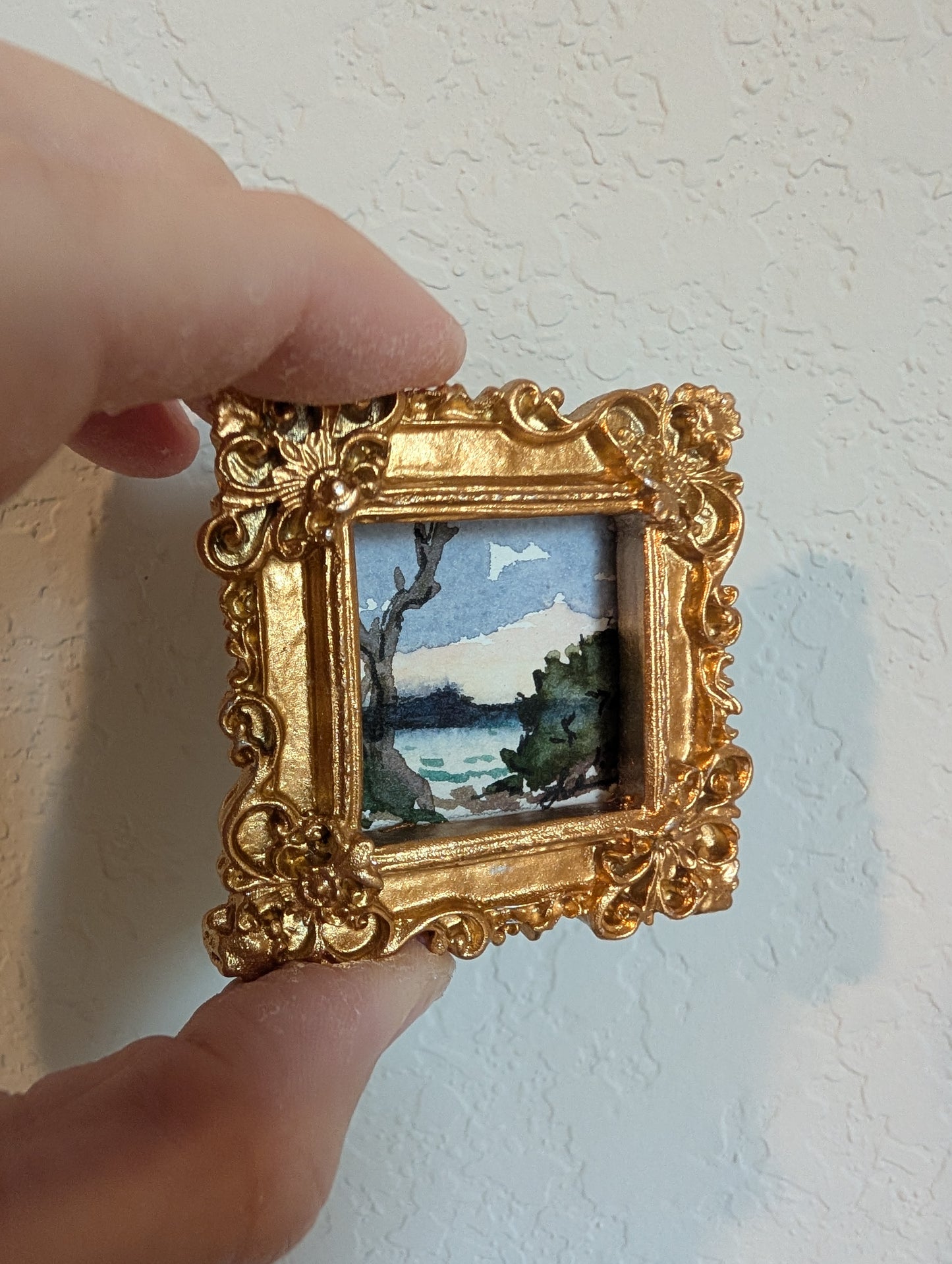 Mini Landscape Painting - Original Watercolor Art by Lora Cavallin