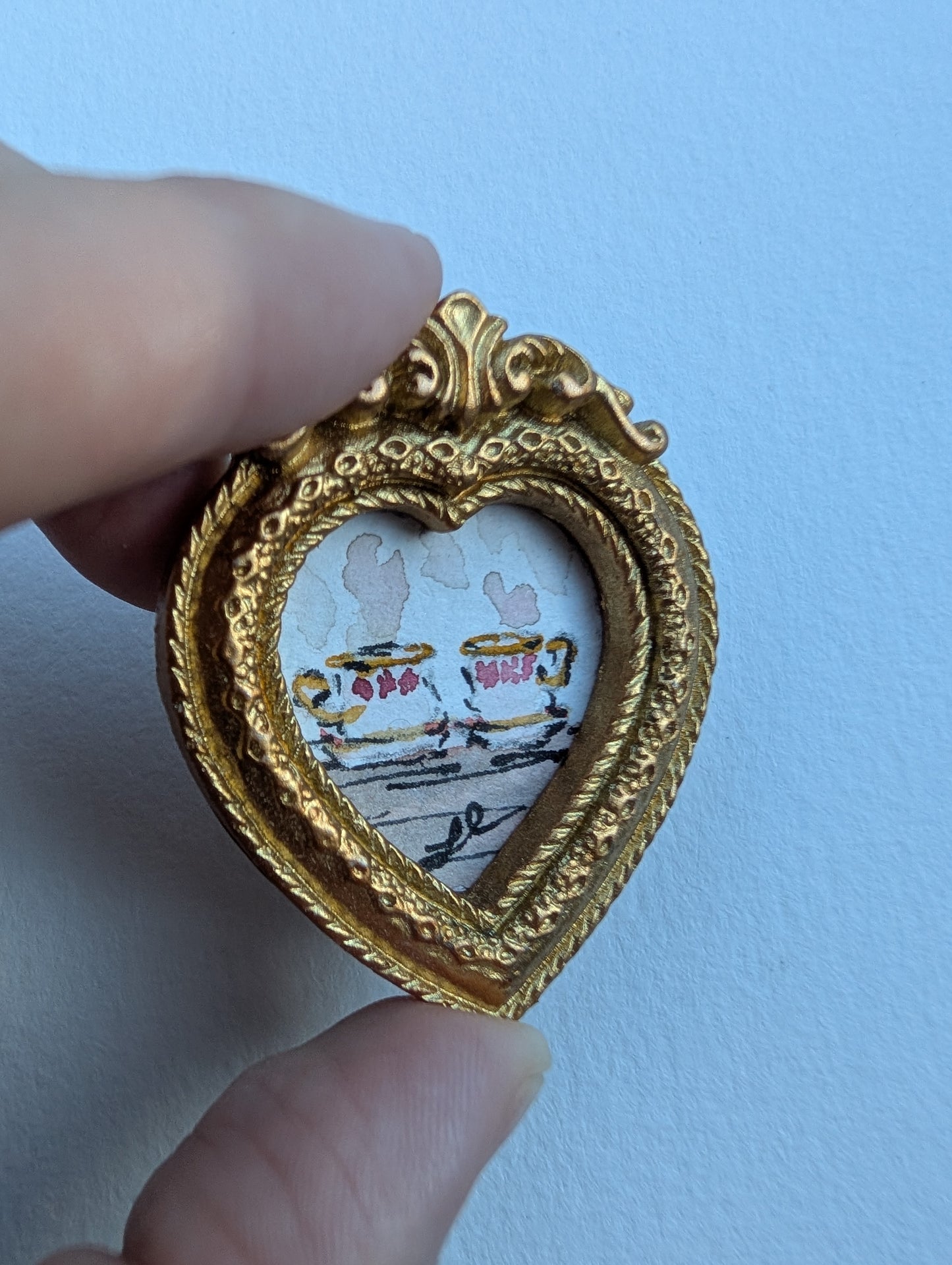 Mini Teacup Painting - Original Watercolor Art by Lora Cavallin