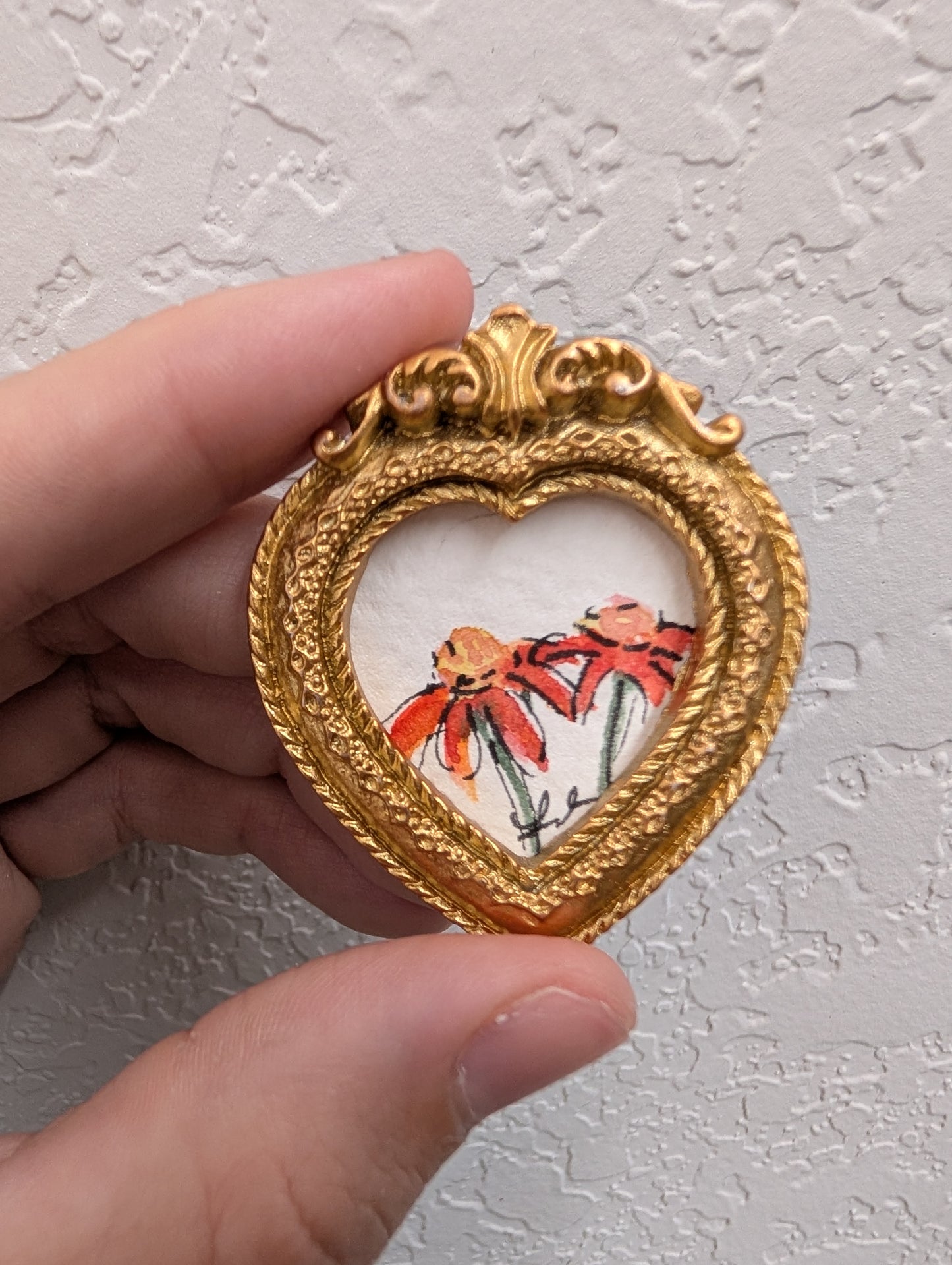Mini Flower Painting - Original Watercolor Art by Lora Cavallin