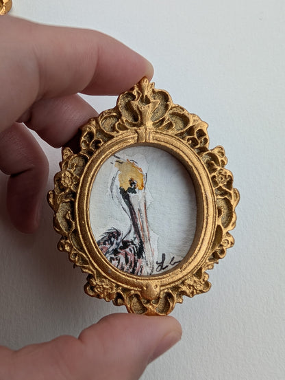 Mini Pelican Painting - Original Watercolor Art by Lora Cavallin