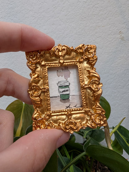 Mini Coffee Cup Painting - Original Watercolor Art by Lora Cavallin