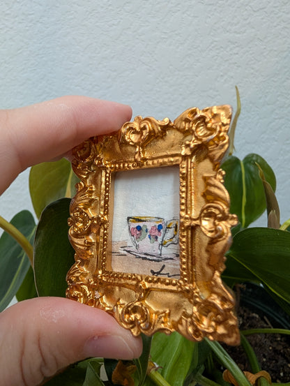 Mini Teacup Painting - Original Watercolor Art by Lora Cavallin