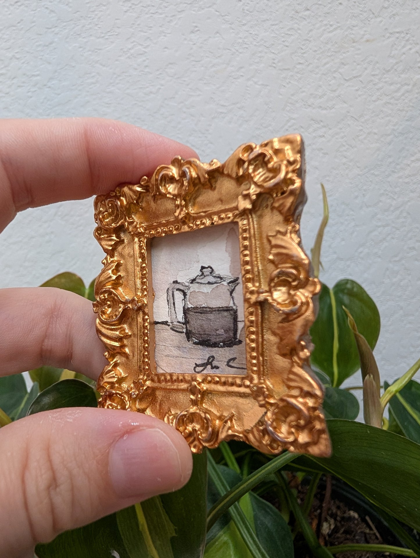 Mini Coffee Carafe Painting - Original Watercolor Art by Lora Cavallin