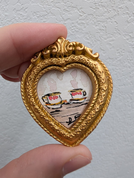 Mini Teacup Painting - Original Watercolor Art by Lora Cavallin
