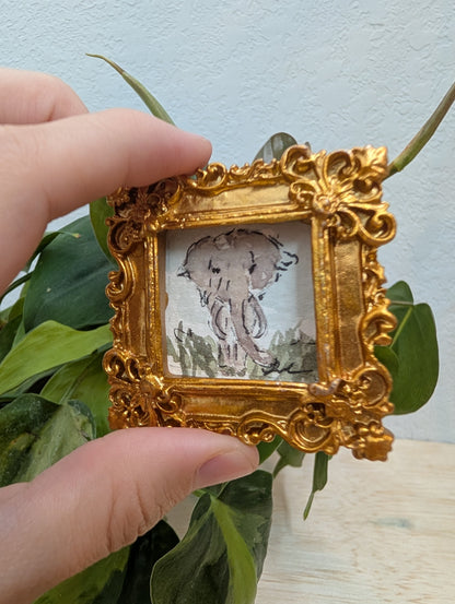 Mini Elephant Painting - Original Watercolor Art by Lora Cavallin