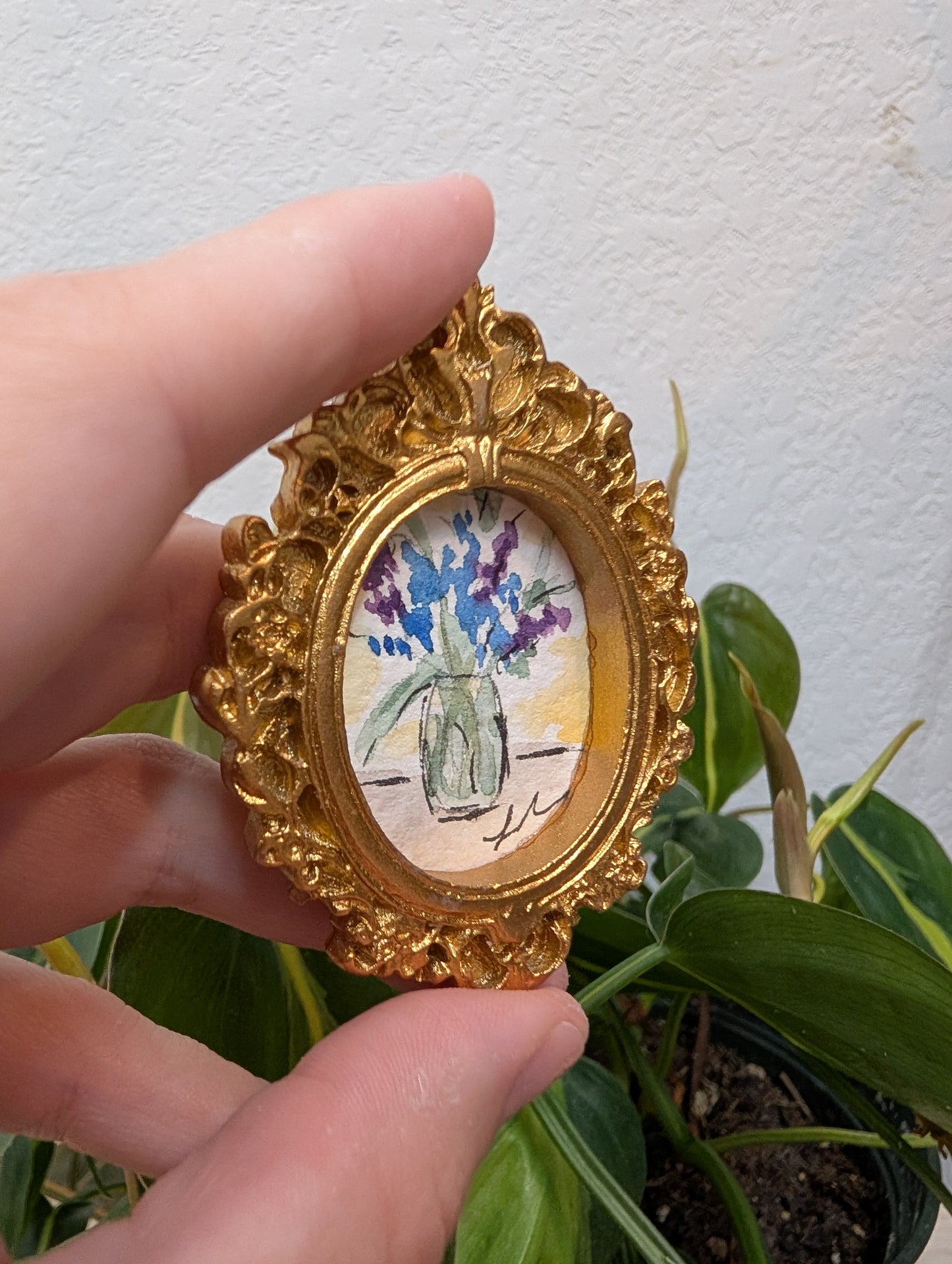 Mini Floral Painting - Original Watercolor Art by Lora Cavallin