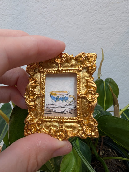 Mini Teacup Painting - Original Watercolor Art by Lora Cavallin