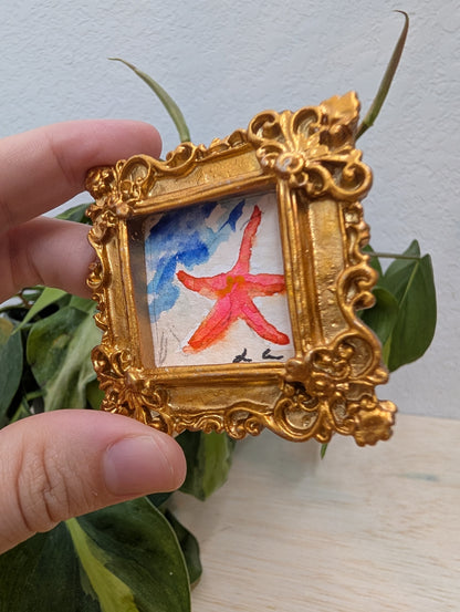 Mini Starfish Painting - Original Watercolor Art by Lora Cavallin