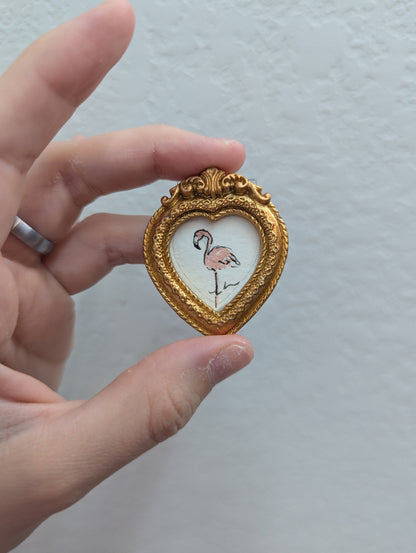 Mini Flamingo Painting - Tiny Original Watercolor Art