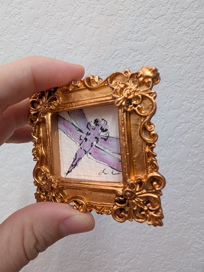 Mini Dragonfly Painting - Original Watercolor Art by Lora Cavallin