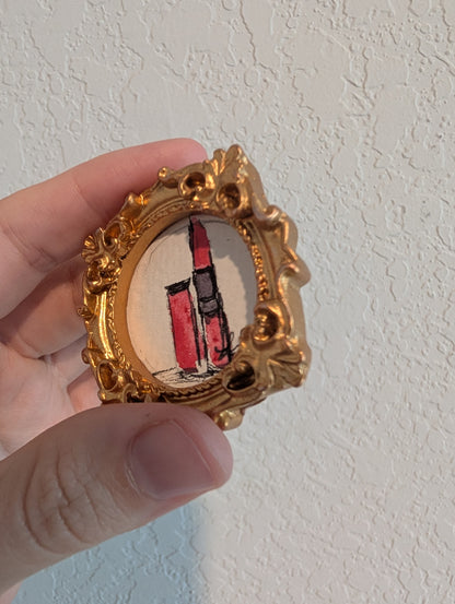 Mini Lipstick Painting - Original Watercolor Art by Lora Cavallin