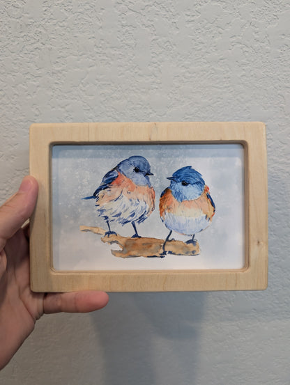 Bluebirds in Love Art Print - Solidframe Art by Lora Cavallin