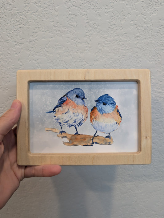 Bluebirds in Love Art Print - Solidframe Art by Lora Cavallin