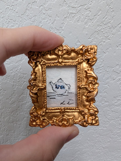 Mini Teapot Painting - Original Watercolor Art by Lora Cavallin
