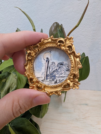 Mini Pelican Painting - Original Watercolor Art by Lora Cavallin