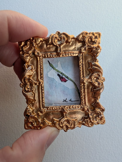 Mini Ladybug Painting - Original Watercolor Art by Lora Cavallin