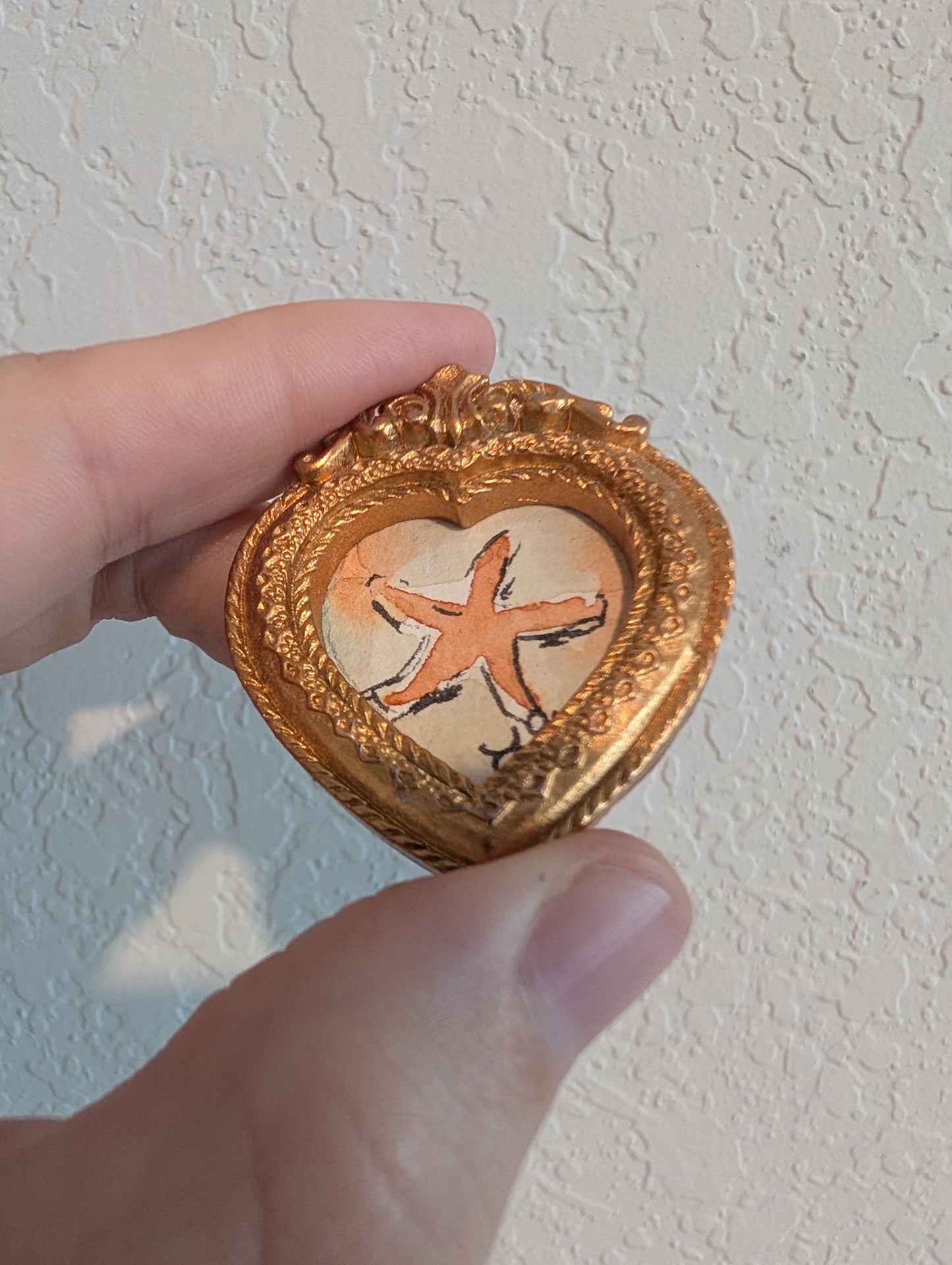 Mini Starfish Painting - Original Watercolor Art by Lora Cavallin