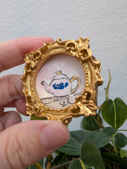Mini Teapot Painting - Original Watercolor Art by Lora Cavallin