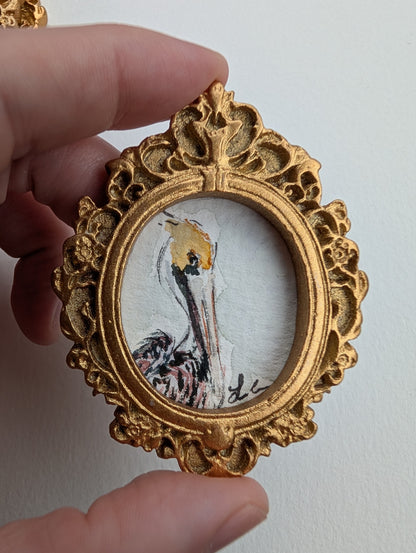 Mini Pelican Painting - Original Watercolor Art by Lora Cavallin