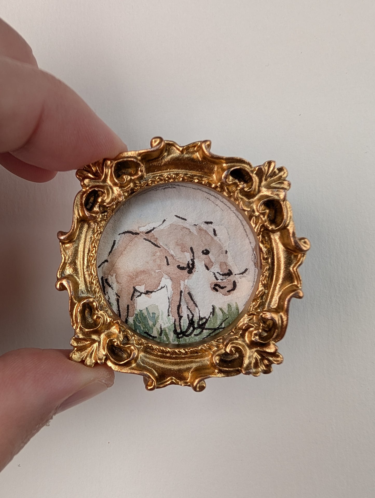 Mini Elephant Painting - Original Watercolor Art by Lora Cavallin