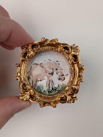 Mini Elephant Painting - Original Watercolor Art by Lora Cavallin