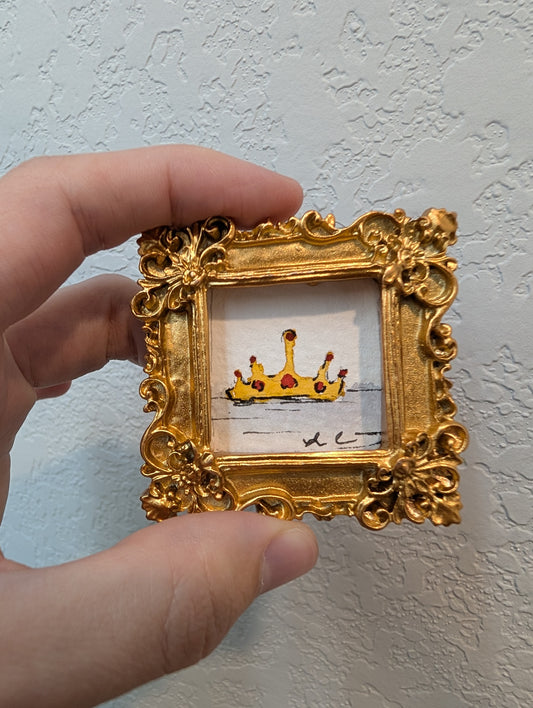 Mini Crown Painting - Original Watercolor Art by Lora Cavallin
