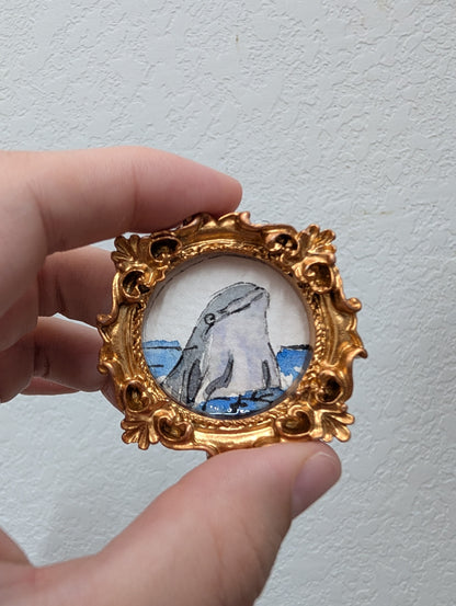 Mini Dolphin Painting - Tiny Original Watercolor Art by Lora Cavallin