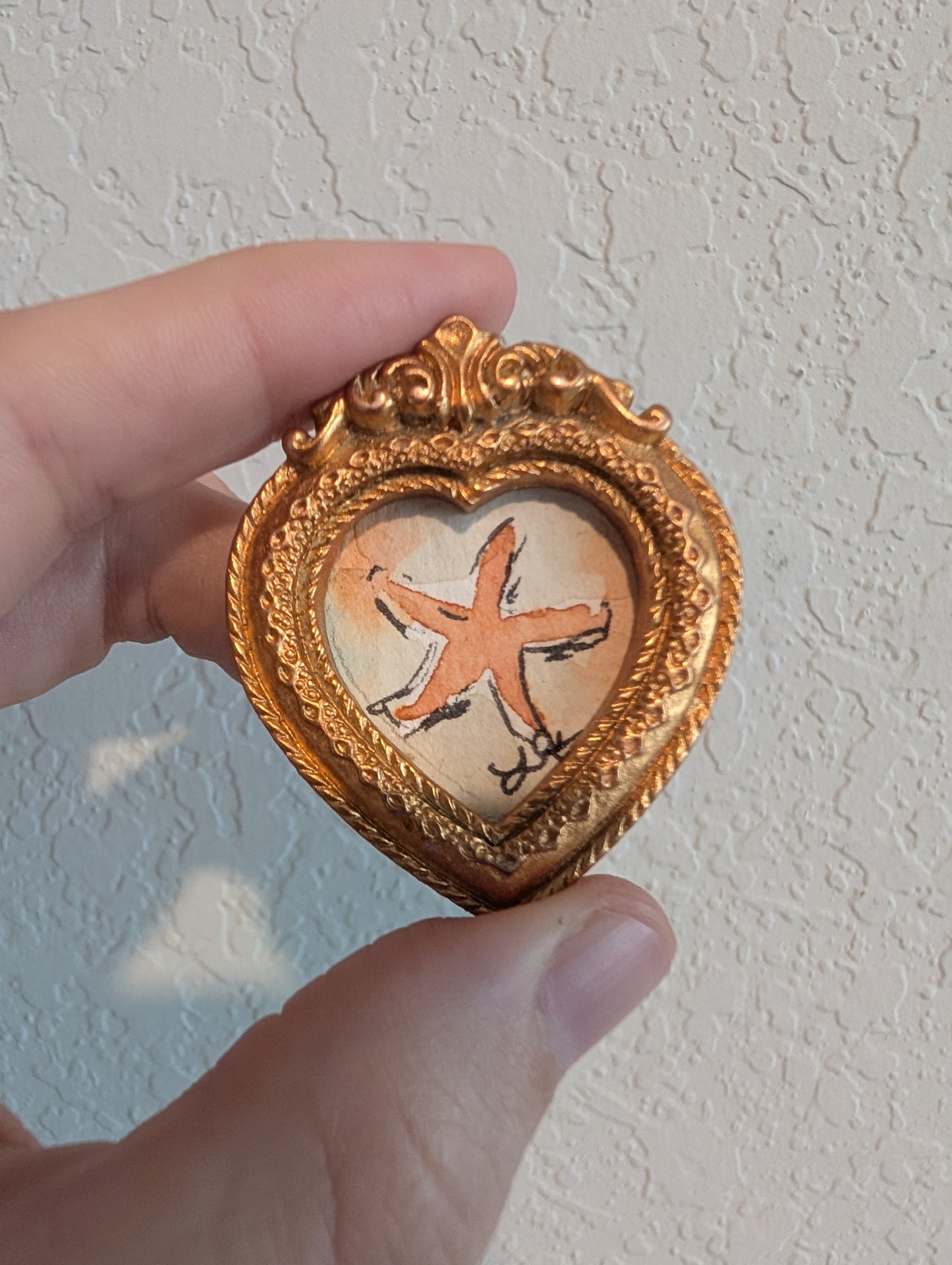 Mini Starfish Painting - Original Watercolor Art by Lora Cavallin