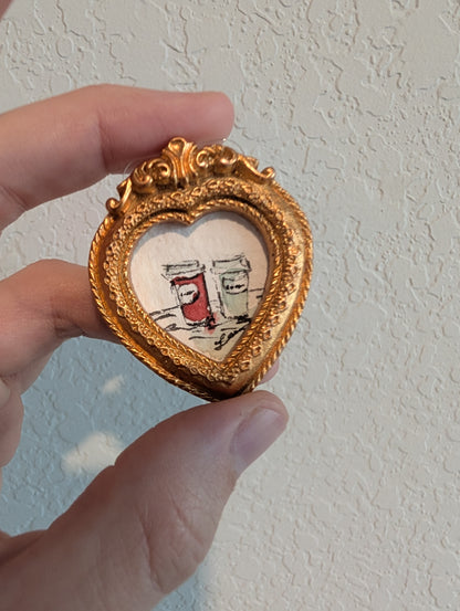 Mini Coffee Painting - Original Watercolor Art by Lora Cavallin