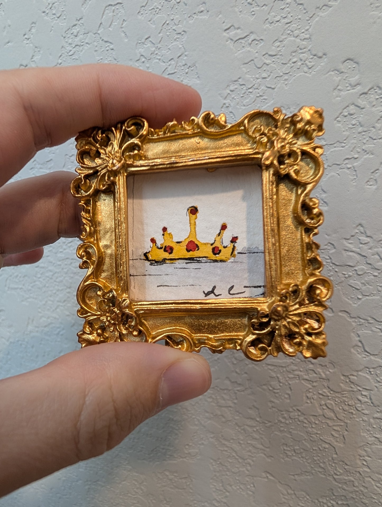 Mini Crown Painting - Original Watercolor Art by Lora Cavallin