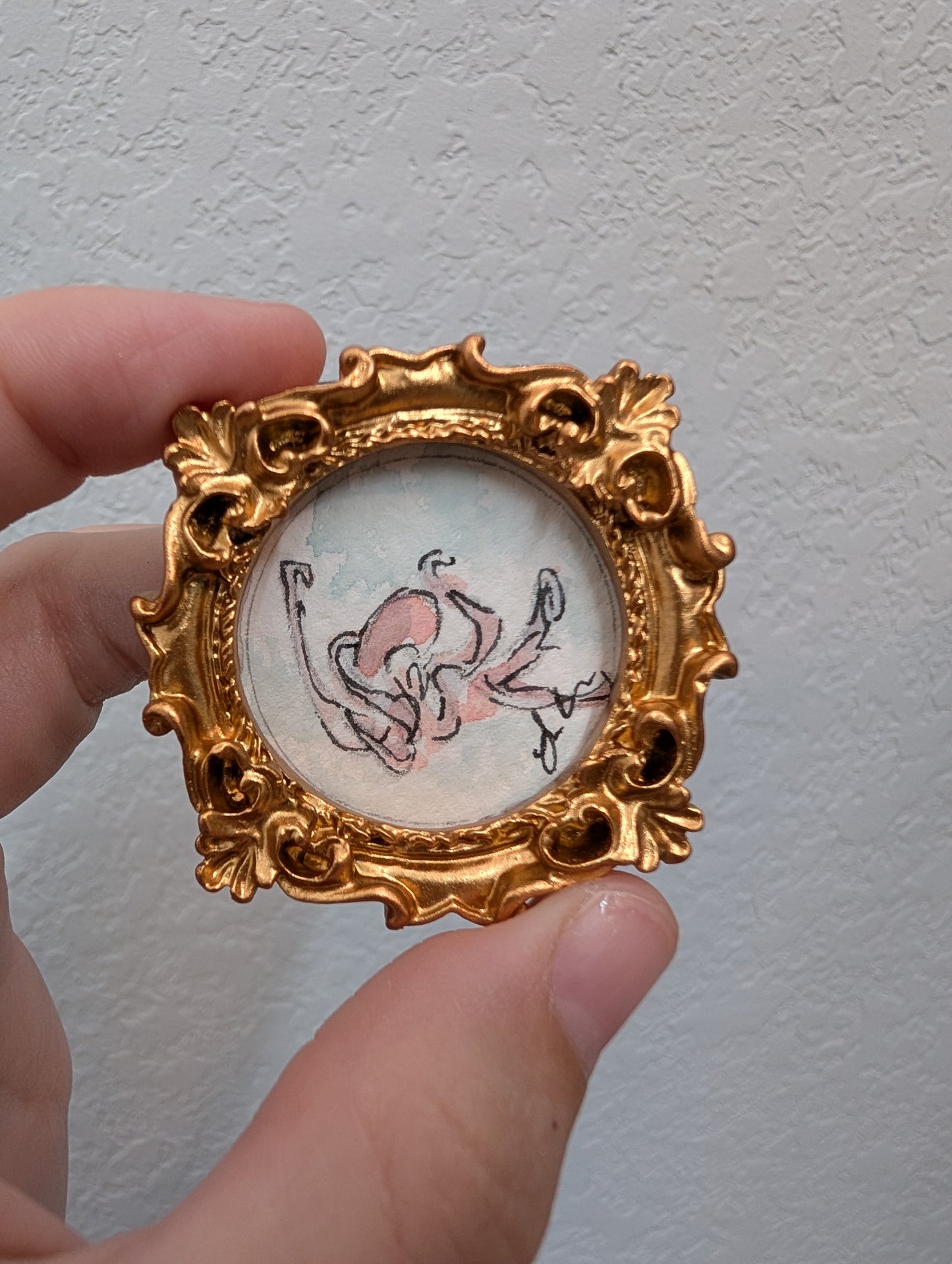 Mini Octopus Painting - Tiny Original Watercolor Art by Lora Cavallin