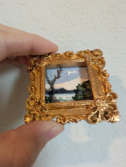 Mini Landscape Painting - Original Watercolor Art by Lora Cavallin