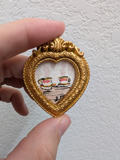 Mini Teacup Painting - Original Watercolor Art by Lora Cavallin